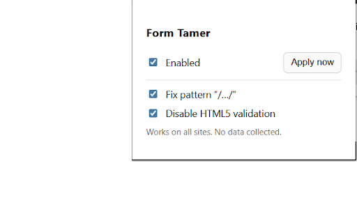 Form Tamer: fix broken patterns & disable validation screenshot 1