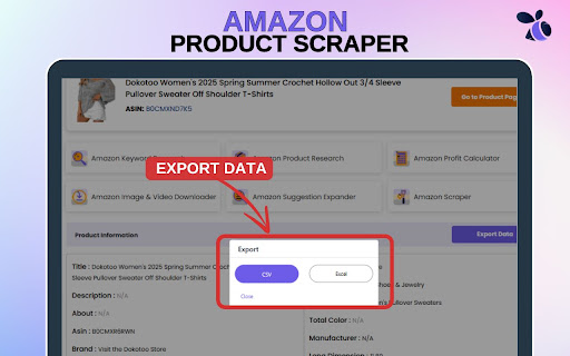 Free Amazon Product Scraper and Exporter | Ecomstal screenshot 1