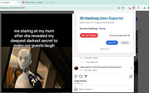 Free IG Hashtag User Exporter screenshot 1