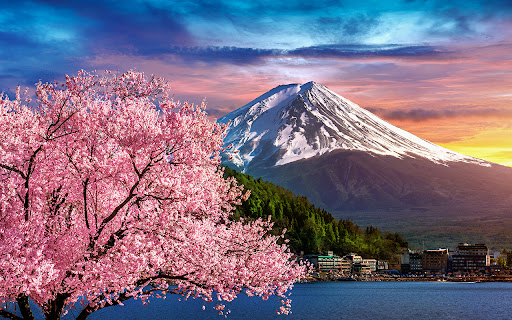 Fuji mountain with cherry blossoms in spring, Japan screenshot 1