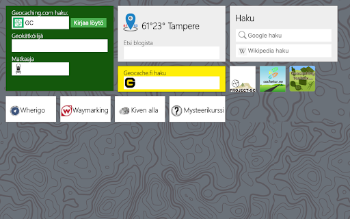 Geocaching new tab page (Finnish) screenshot 1