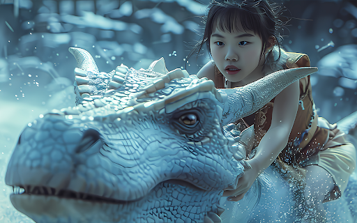 Girl riding a dragon in the snow screenshot 1
