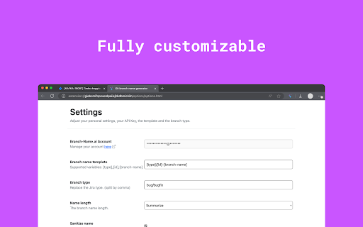 Git branch name generator screenshot 1
