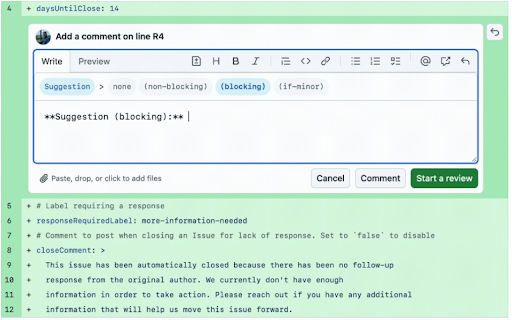 GitHub Conventional Comments screenshot 1