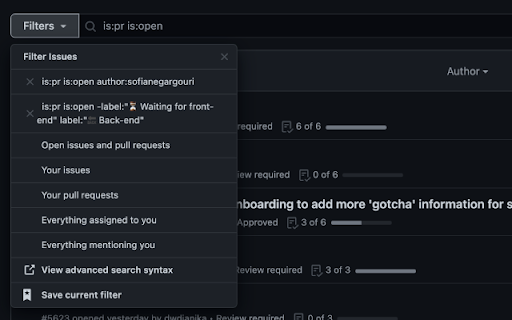 GitHub Filters screenshot 1