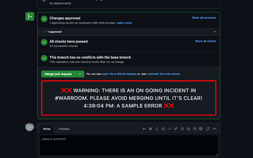 Github Incident Alerts screenshot 1