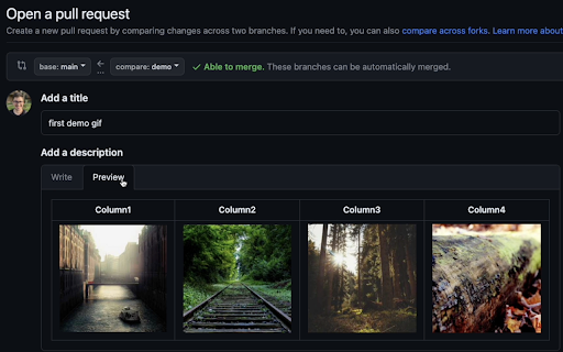 Github PR Tables screenshot 1