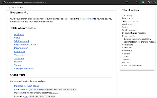 Github TOC screenshot 1