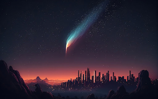 glowing comet streaking across a starry sky screenshot 1