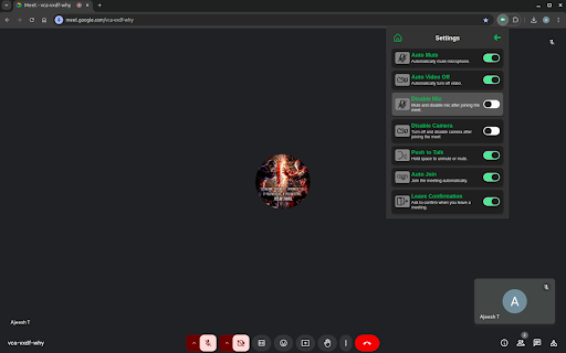 Gmeet kit: Auto-mute, Disable-camera, Save recent meetings & much more screenshot 1