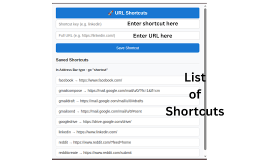 GO- URL Shortcuts screenshot 1