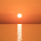 Golden sunset at sea logo