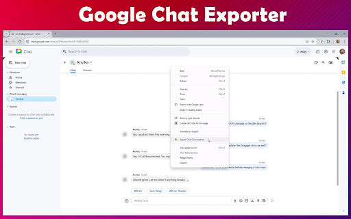 Google Chat Exporter screenshot 1