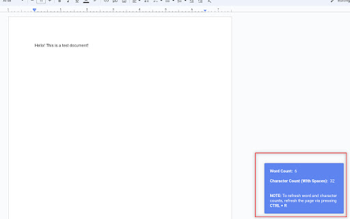 Google Docs Word Count screenshot 1