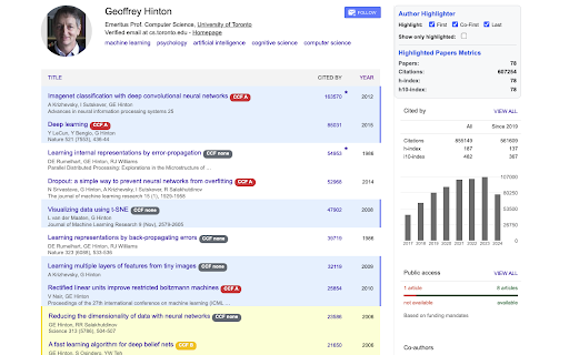 Google Scholar Author Highlighter screenshot 1