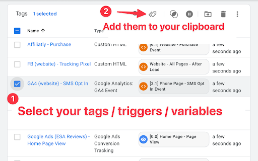 GTM Copy Paste screenshot 1