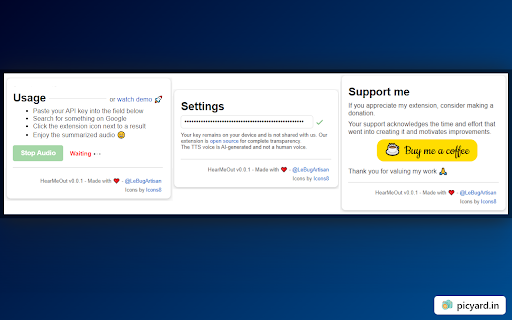 HearMeOut (GPT Webpage Summarizer) screenshot 1