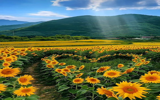 Heart-shaped sunflower field wallpaper screenshot 1