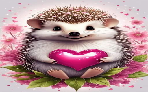 Hedgehog and heart wallpaper screenshot 1