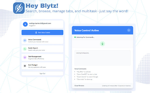 Hey Blytz! - Voice-Activated AI Assistant for Chrome screenshot 1