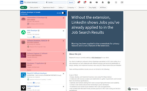 Hide Applied Jobs LinkedIn screenshot 1