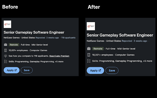 Hide LinkedIn Applicants screenshot 1