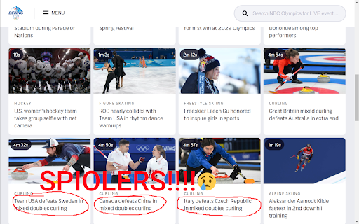 Hide Olympic Spoilers screenshot 1