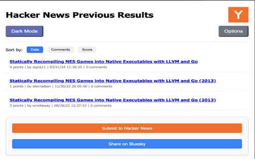 HNPES - Hacker News Previous Entry Search screenshot 1
