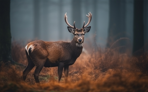horned stag grazing tranquil autumn meadow screenshot 1