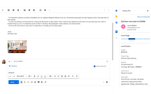 Houzz Pro CRM for Gmail screenshot 1