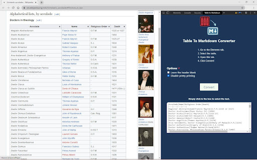 HTML Table to Markdown screenshot 1