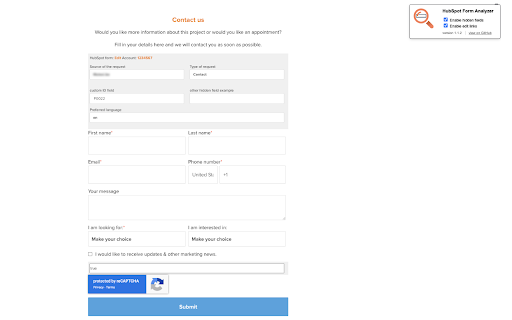 HubSpot Form Analyzer screenshot 1