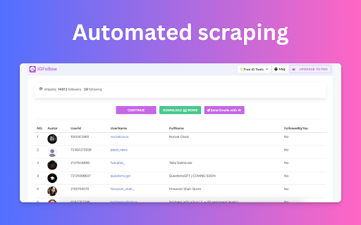 IGFollow - Follower Export Tool for Ins screenshot 1