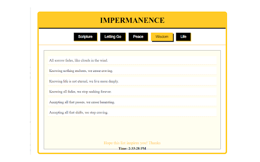 Impermanence Coursea screenshot 1