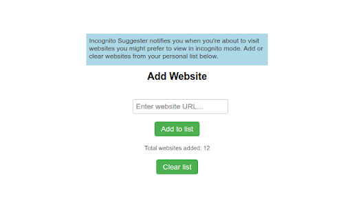 Incognito suggester screenshot 1