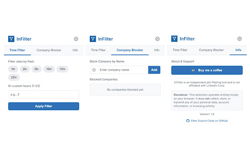 InFilter (Advanced Job Filter for LinkedIn) screenshot 1