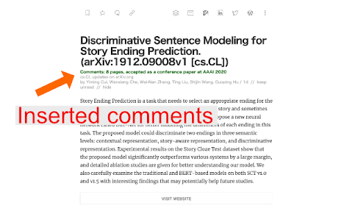 Insert arXiv comments for feedly screenshot 1
