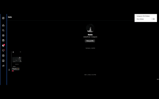 Instagram DM Sidebar Hider screenshot 1