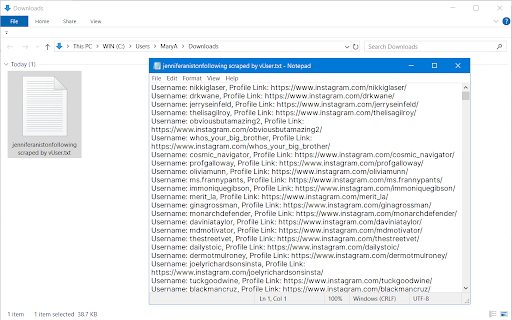 Instagram Following Scraper (by v-User) screenshot 1