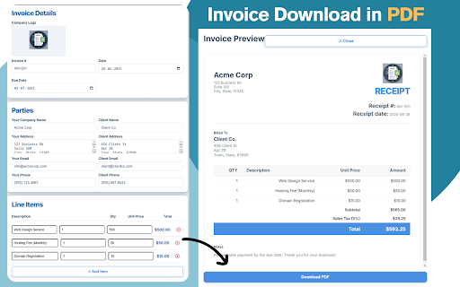 Invoice Generator for Chrome™ screenshot 1