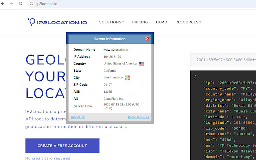IP2Location IP Geolocation Extension screenshot 1