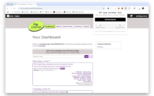 ITP Camp Calendar Sync screenshot 1