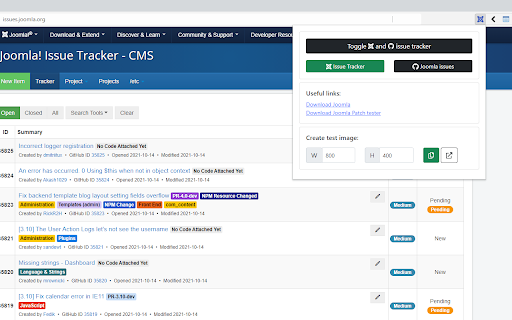 Joomla Issue Switcher screenshot 1