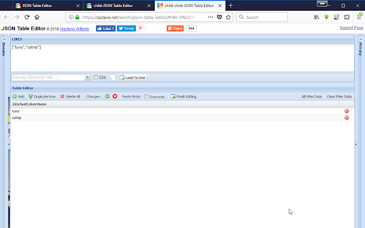 JSON Table Editor screenshot 1