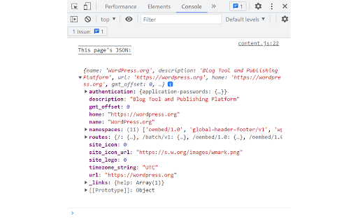 JSON to Console screenshot 1