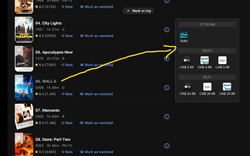 Just Watch IMDB screenshot 1
