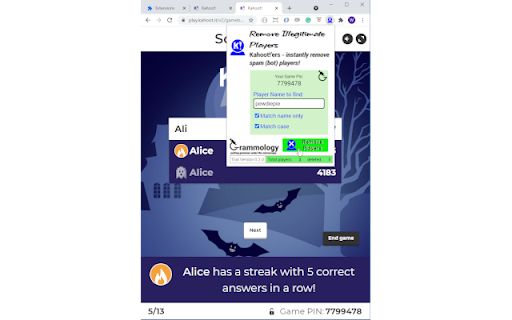 Kahoot - Remove Illegitimate Players v0.2.1 screenshot 1