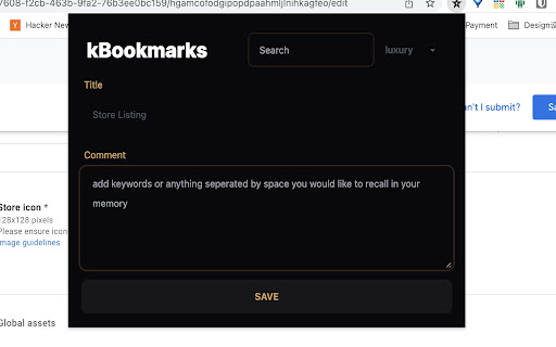 kBookmarks screenshot 1