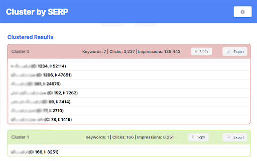 Keywords SERP Clustering screenshot 1