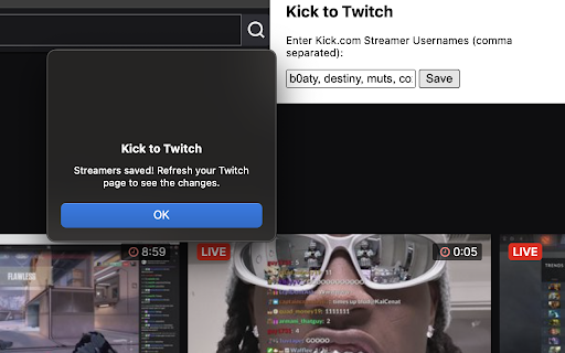 Kick to Twitch screenshot 1